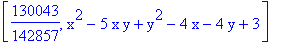 [130043/142857, x^2-5*x*y+y^2-4*x-4*y+3]